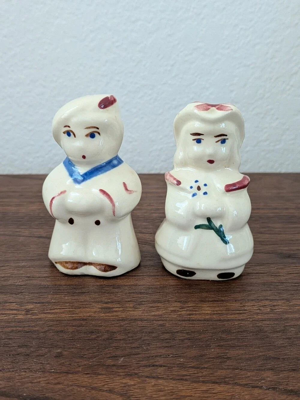 Vintage Shawnee Sailor Boy & Bo Peep Salt and Pepper Shakers Hand Painted